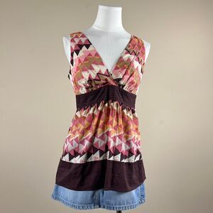 Adorable Y2K Whimsigoth Girly Babydoll Geometric V-Neck Top